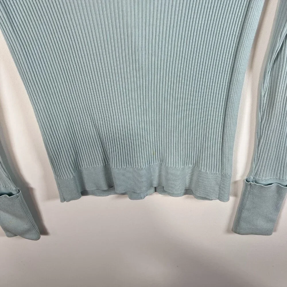 Tory Burch Cotton Long‎ Sleeve Cardigan Gold Button Sweater Sz Small Blue Luxury